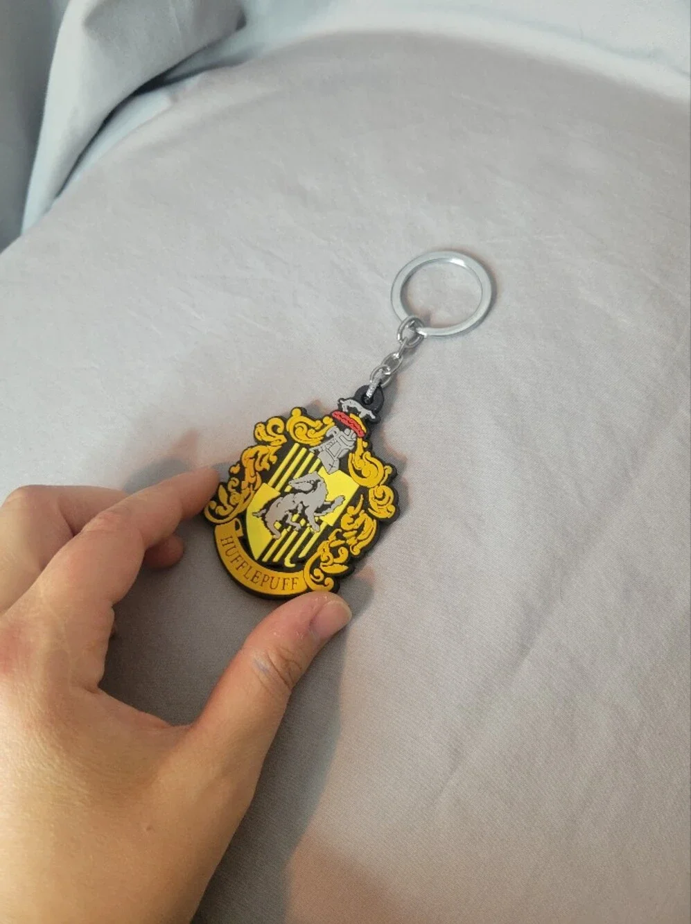 Harry Potter Hufflepuff Crest Yellow & Black Rubber Keychain